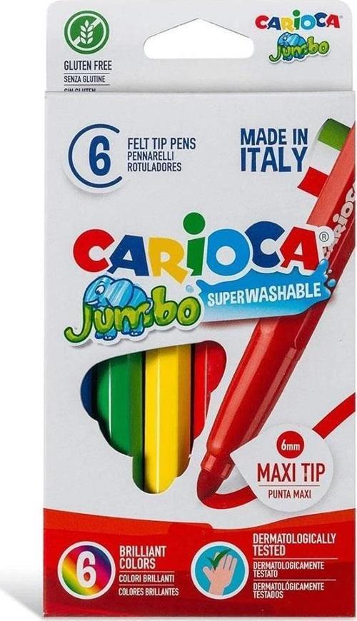Nessiworld Carioca Jumbo Süper Yıkanabilir Keçeli Boya Kalemi 6'Lı
