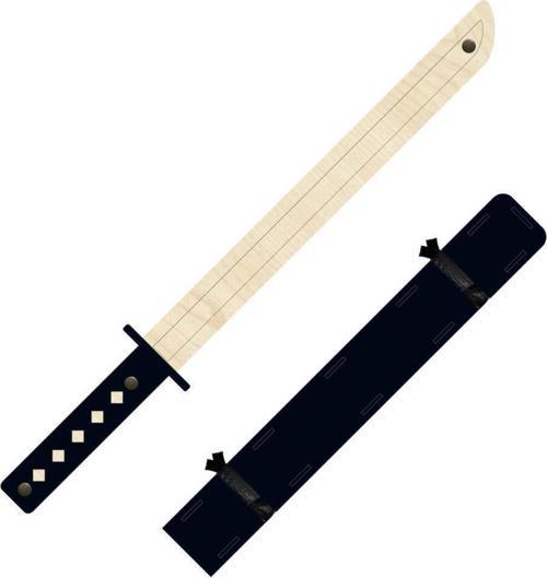 Ahşap Japon Samuray-Ninja Katana Kılıcı, Siyah