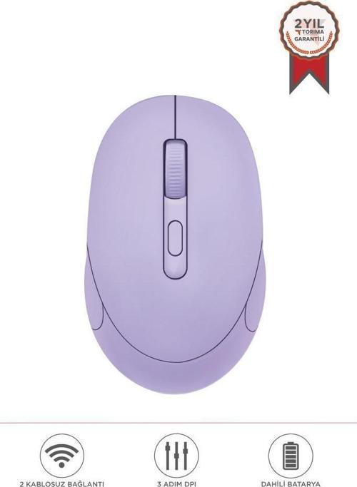 TM-17 Mor Çift Modlu Sessiz Kablosuz Mouse Fare