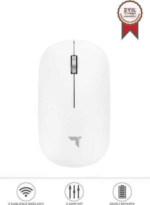 TM-19 Beyaz Çift Modlu Sessiz Kablosuz Mouse Fare