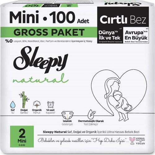 Nessiworld Sleepy Natural Bebek Bezi Gross Paket 2 Beden 3-6 Kg 100 Adet