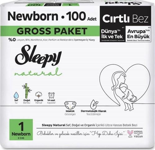 Nessiworld Sleepy Natural Bebek Bezi Gross Paket 1 Beden 2-5 Kg 100 Adet