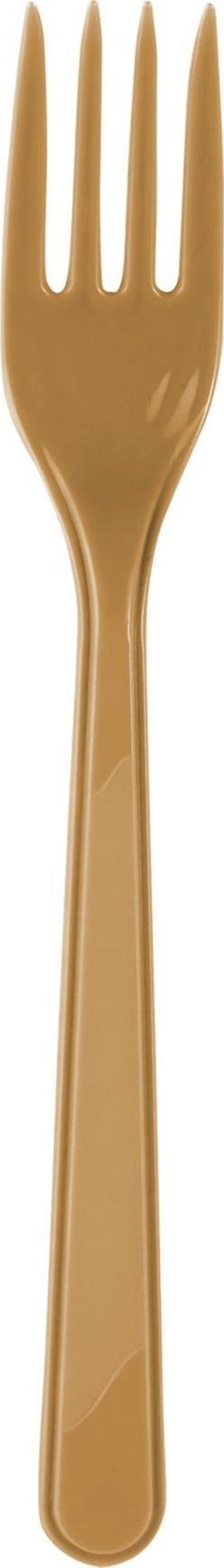 Plastik Gold Altın Renkli Lüx Parti Doğum Günü Çatal - 18 Cm. - 125 Adet
