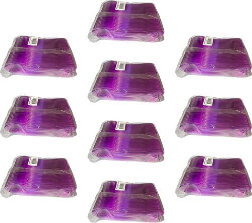 Plastik Şeffaf Mor Sup Kaşık - Tatlı Dondurma Kaşığı - 12.5 Cm. - 50 Adetlik 10 Paket