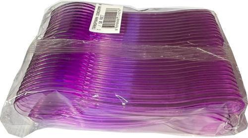 Plastik Şeffaf Mor Sup Kaşık - Tatlı Dondurma Kaşığı - 12.5 Cm. - 50 Adetlik Paket