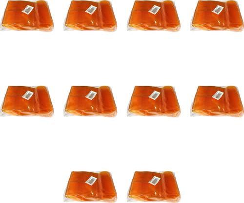 Plastik Şeffaf Turuncu Sup Kaşık - Tatlı Dondurma Kaşığı - 12.5 Cm. - 50 Adetlik 10 Paket