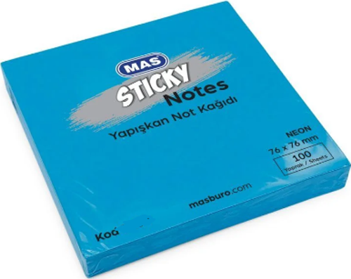 Yapışkanlı Not Kağıdı 76X76 Neon 100 Sayfa Mavi 3658M (12 Li Paket)