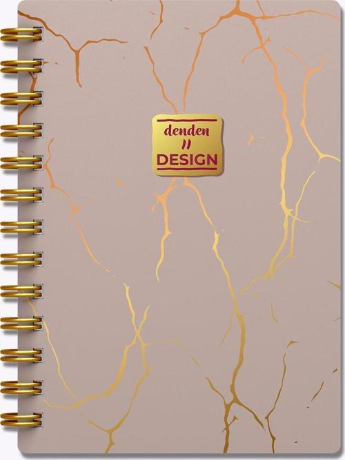 Altın Seri Spiralli Not Defteri Mermer Bej 17X24Cm Çizgili