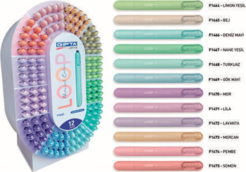 Fosforlu Kalem Loop Pastel 12 Renk F1461 (288 Li Stand)