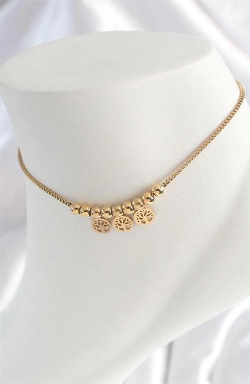 316L Çelik Gold Renk Yaşam Ağacı Figür Kadın HalHal