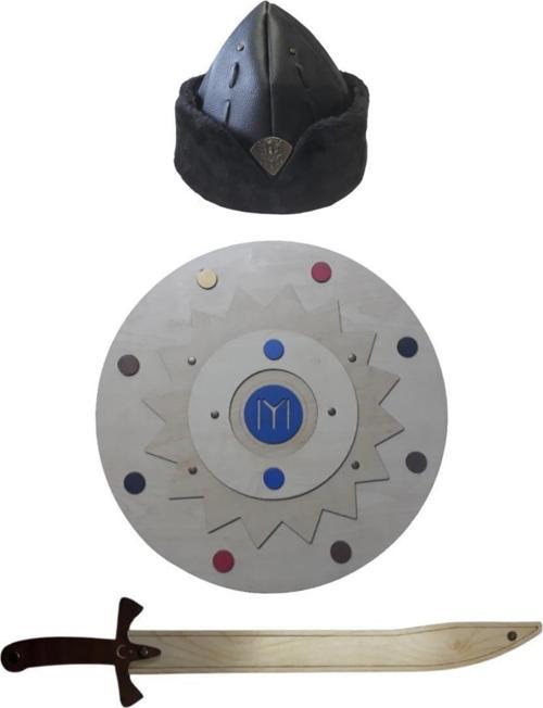 Ahşap Oyuncak Seti 3'lü, Kayı Kalkanı + Kılıcı Ve Börk
