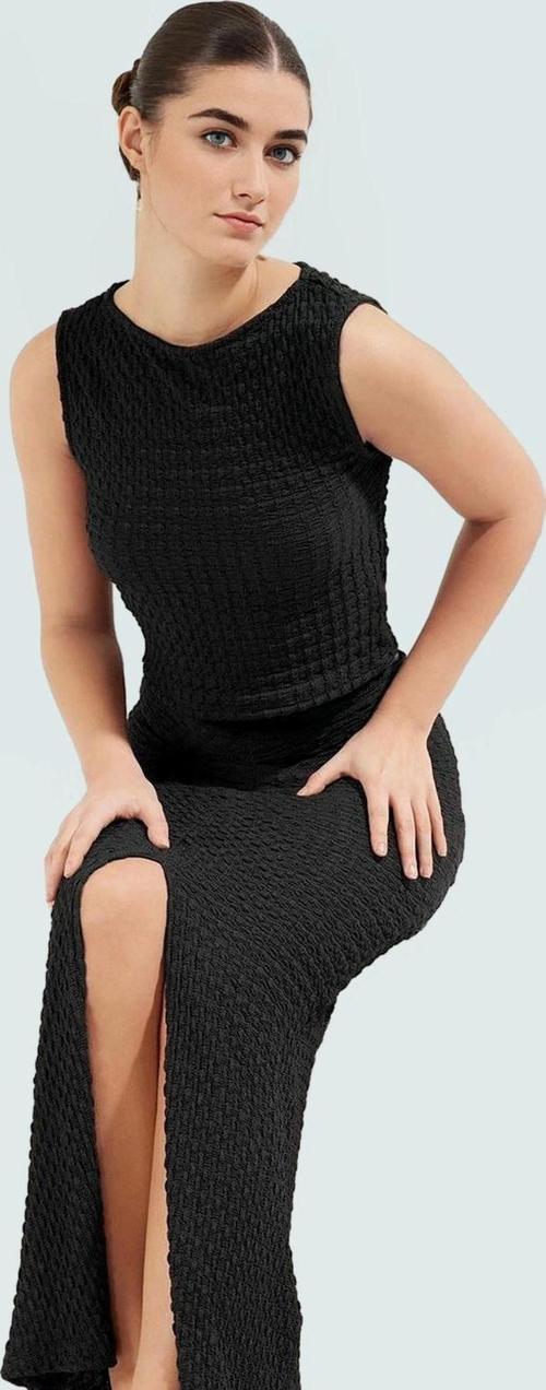 Fitted Örme Bluz Etek Takım Nefes Alan Polyester Kumaş Özenle Seçilmiş Uzun Ömürlü