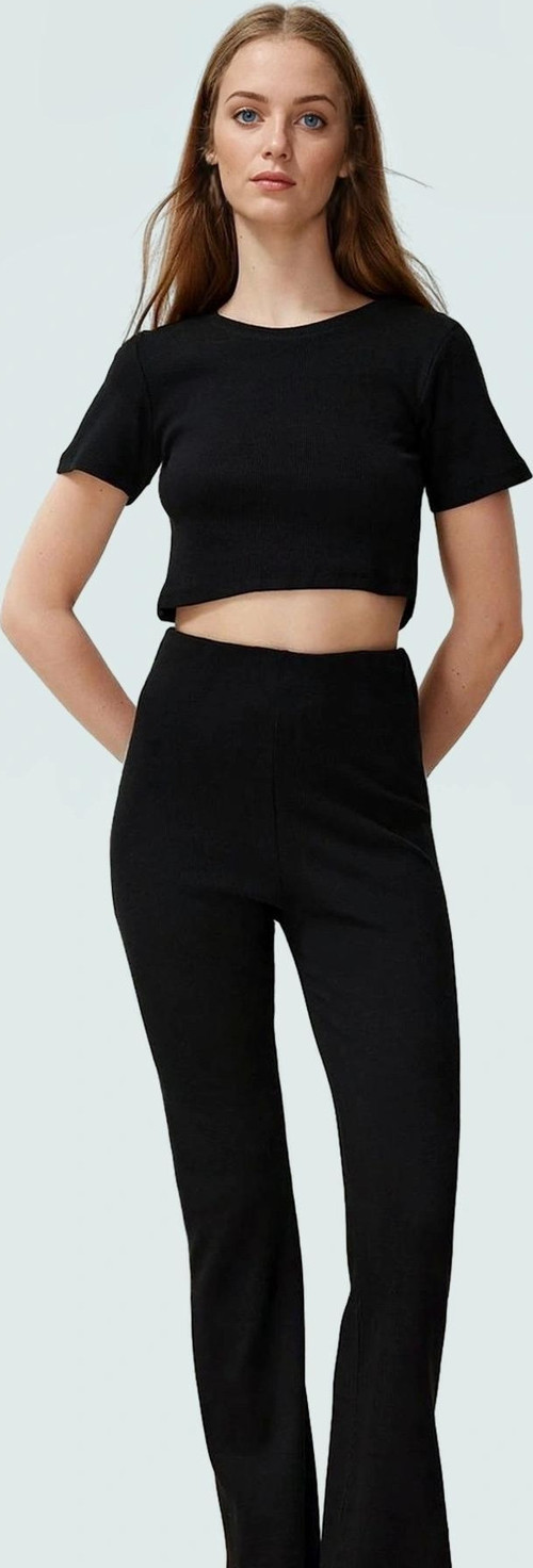 Esnek Örme Bluz Pantolon Takım Yüksek Bel Casual Stil Trend Tasarım Rahat Ve Şık Uzun Ömürlü