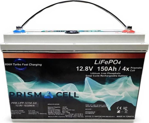 12.8V 150Ah LiFePO4 Akü Turbo Fast Charging Özellikli Karavan, Marin ve Solar Yaşam Aküsü