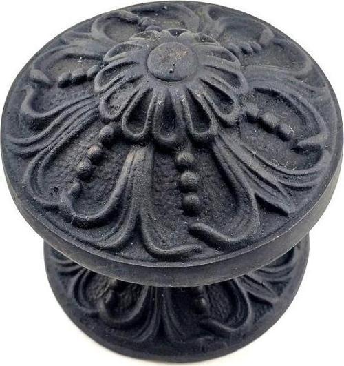 Antika Tarz Dekoratif Pirinç Çiçekli Kapı Tokmağı - 80 mm Çap, Oksit