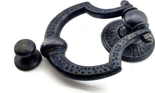 Antika Tarz Dekoratif Pirinç Dövme Kapı Tokmağı, Taktak - 150x105 mm, Oksit