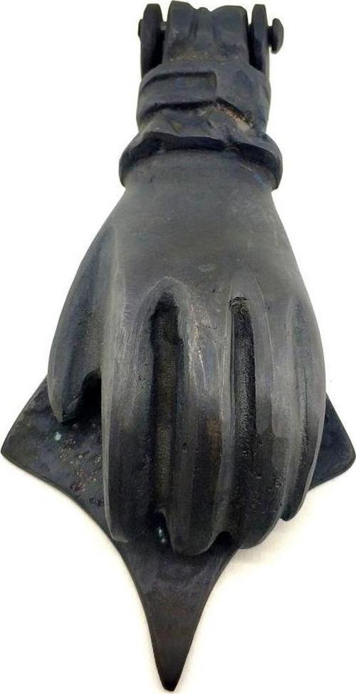 Antika Tarz Dekoratif Pirinç El Kapı Tokmağı, Taktak - 167x75 mm, Oksit