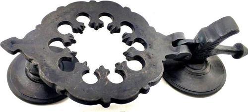 Antika Tarz Dekoratif Pirinç Osmanlı Kapı Tokmağı, Taktak - 265x75mm, Oksit