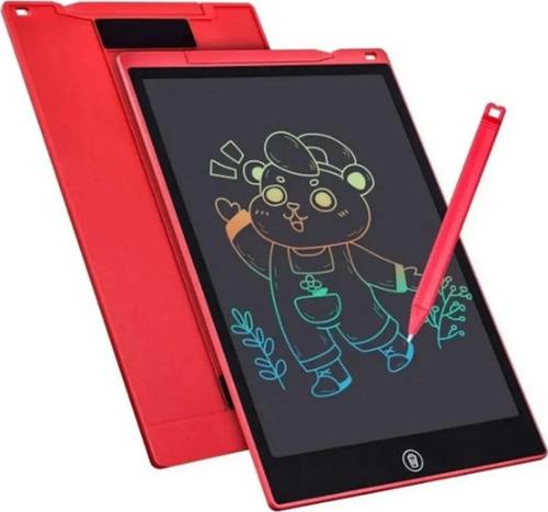 12 Inc Renkli Lcd Grafik Dijital Kalemli Çizim Tableti Yazı Tahta Not Yazma Eğitim Tableti Kırmızı