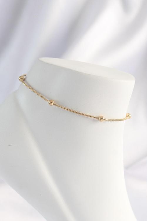 Çelik Gold Renk Minimal Topçuk Model Halhal