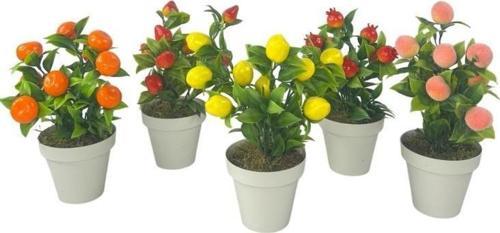 5li Set Yapay Çiçek Mini Saksıda Meyveler 20cm