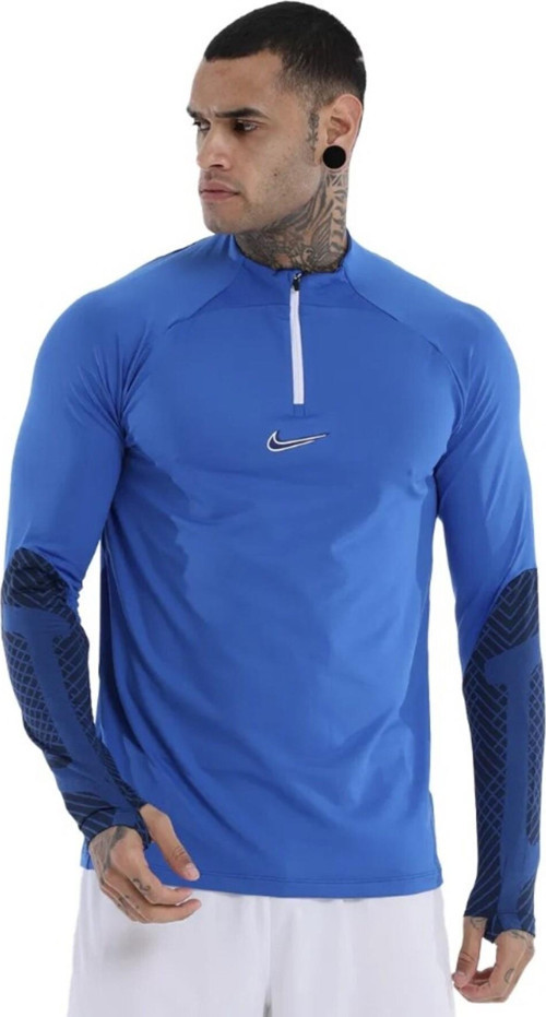 Strike Dri-Fit Çeyrek Fermuar Erkek Mavi Uzun Kollu T-Shirt