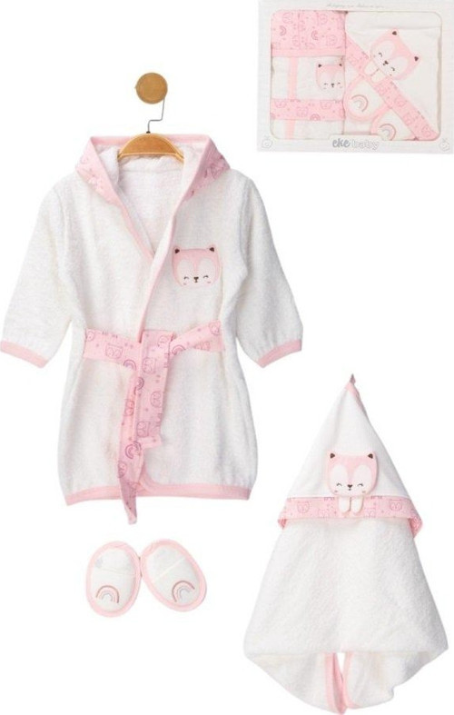 Premium Kız Bebek Bornoz Seti Lux Pamuk Kumaş, Hediyelik 2 Yaş