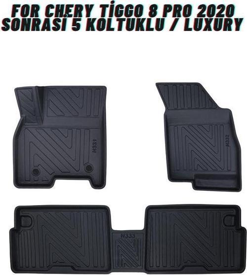 Chery Tiggo 8 Pro 2020 Sonrası 5 Koltuklu / Luxury Carbon Desenli Ultra Premium Havuzlu Oto Paspas