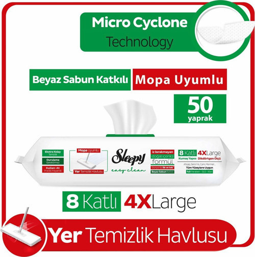 Easy Clean Beyaz Sabun Katkılı Mopa Uyumlu Yer Temizlik Havlusu 50x18 900 Yaprak