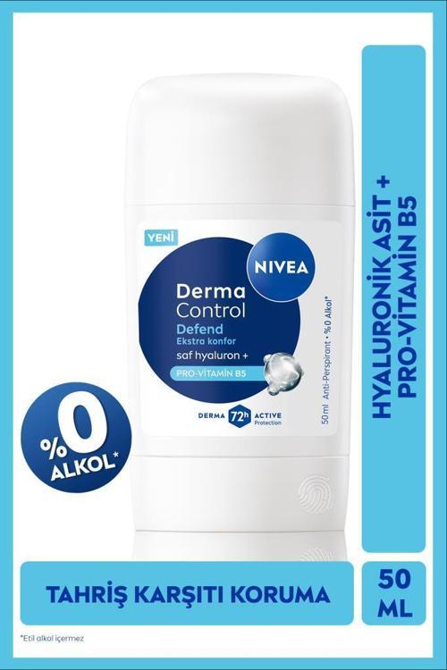 Kadın Stick Deodorant Derma Control Defend 50 ml,72 Saat Koruma,Alkolsüz,Hyaluron,Pro Vitamin 
