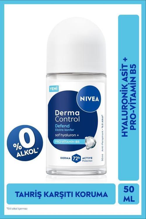 Kadın Roll on Deodorant Derma Control Defend 50 ml,72 Saat Koruma,Alkolsüz,Hyaluron,Pro Vitamin 