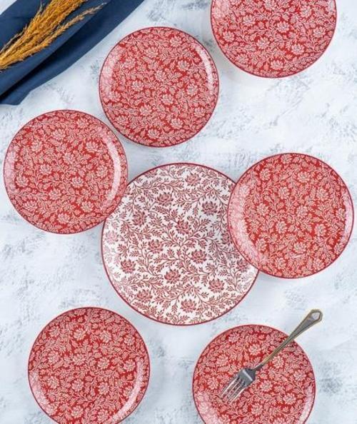 TIFFANY PASTA TABAK SET 7 ADET POR-05334\4 KIRMIZI