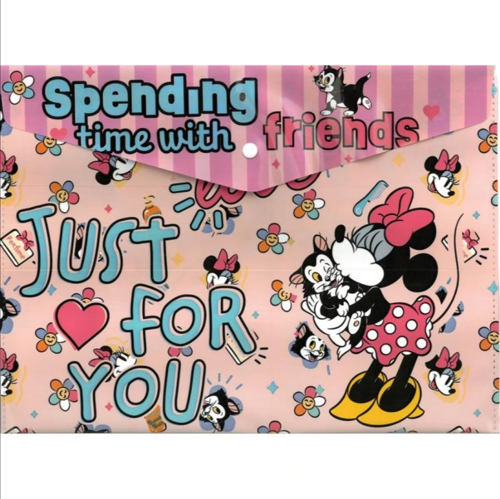 Lisanslı Minnie Mouse A4 Çıtçıtlı Dosya Açık Pembe