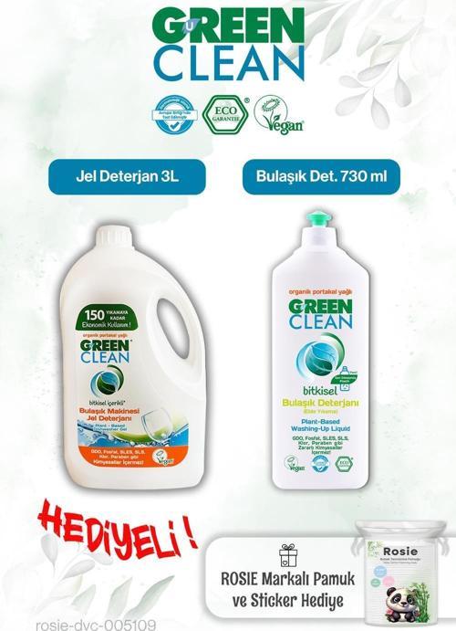 730 ml Elde Yıkama Bulaşık det., Bulaşık Mak. Jel Deterjan 3L ve Rosie pamuk hediye