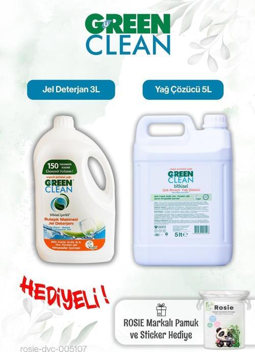 Yağ Çözücü 5L, Bulaşık Mak. Jel Deterjan 3L ve Rosie pamuk hediye