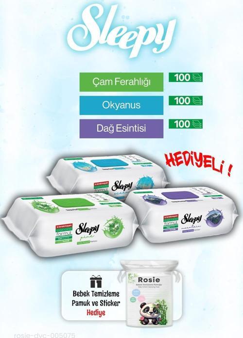 100'lü Okyanus, Çam ve Dağ Esintisi Islak Havlusu ve ROSIE Pamuk Hediye