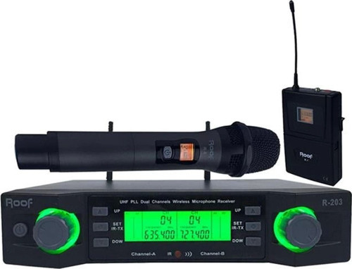 R-203 1 El - 1 Yaka 2 Kanal UHF Kablosuz Telsiz Mikrofon