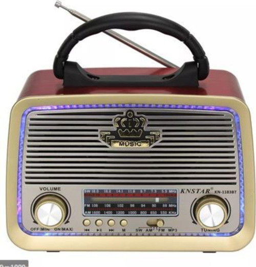 Şarjlı Ledli Retro Ahşap Radyo Bluetooth Hoparlör Usb - Mp3 Çalar Kn-1183Bt