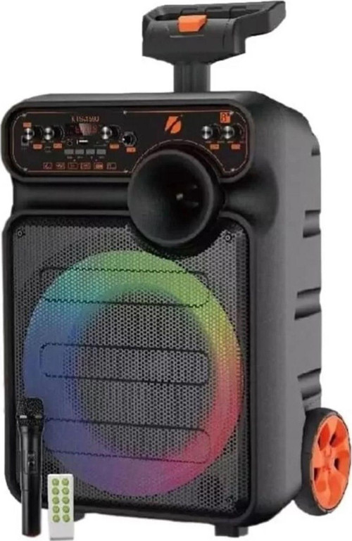Büyük Boy Tekerlekli Şarjlı Kablosuz Mikrofonlu Hoparlör Karaoke Bluetooth Speaker