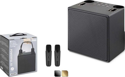 Çift Mikrofonlu Bluetooth Speaker Şarjlı Kablosuz Karaoke Hoparlör Party Box Ses Bombası