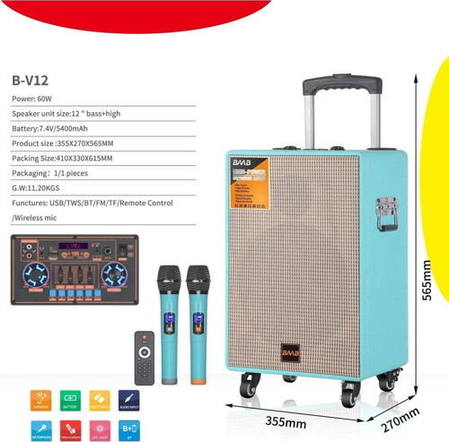 Ndr-Bv12 Büyük Boy Bluetooth Hoparlör Kablosuz Tekerlekli Taşınabilir Kablosuz Speaker Toplantı Anfi