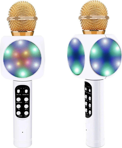 Led Işıklı Şarjlı Kablosuz Karaoke Mikrofon Bluetooth Hoparlör Ses Değiştirme Sd Kart Usb Girişli