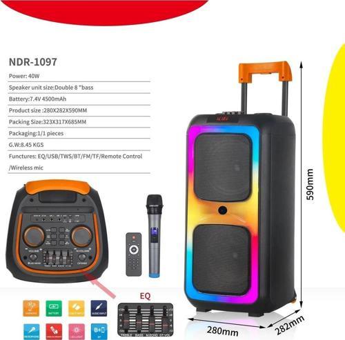 Ndr-1097 Büyük Boy Bluetooth Hoparlör Kablosuz Tekerlekli Taşınabilir Kablosuz Speaker Toplantı Anfi