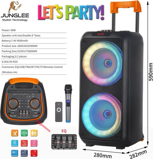 Party Box Bluetooth Hoparlör Büyük Boy Taşınabilir Şarjlı Kablosuz Hoparlör + Karaoke Mikrofon