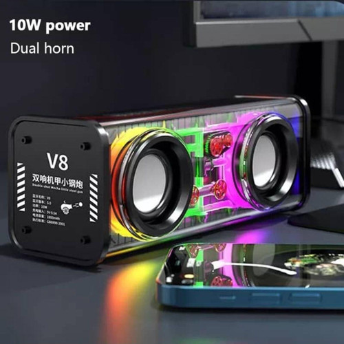 Bluetooth Hoparlör Tws Özellikli 2X5W Led Işıklı Fm Radyo Usb Sd Kart Giriş Kablosuz Şarjlı Speaker