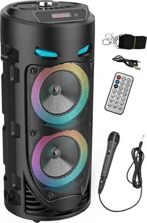 Bluetooth Hoparlör Sd Kart Usb Girişli Mikrofonlu Led Işıklı Şarjlı Kablosuz Speaker