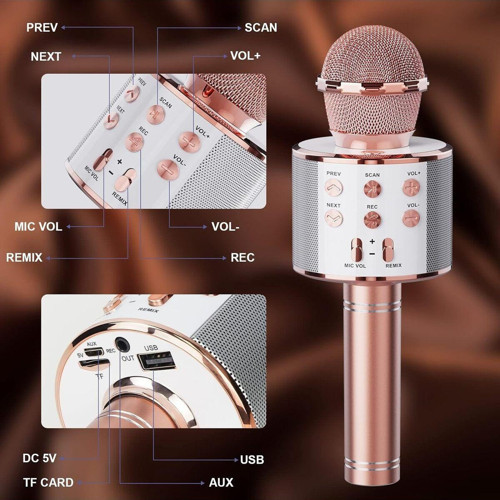Şarjlı Kablosuz Karaoke Mikrofon Bluetooth Hoparlör Ses Değiştirme Özellikli Sd Kart Usb Girişli
