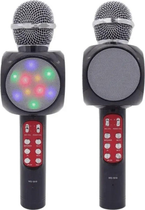 Led Işıklı Şarjlı Kablosuz Karaoke Mikrofon Bluetooth Hoparlör Ses Değiştirme Sd Kart Usb Girişli