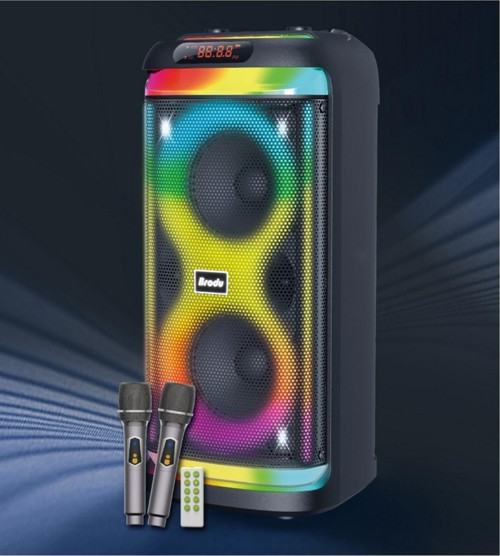 Büyük Boy Çift Kablosuz Mikrofonlu Taşınabilir Hoparlör Bluetooth Party Speaker