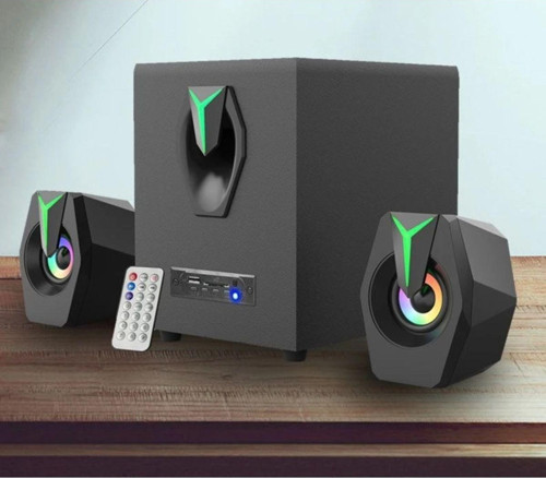 Multimedya Bluetooth Hoparlör Sd Kart Usb 2.1 Kanal Subwoofer 2+1 Işıklı Pc Speaker